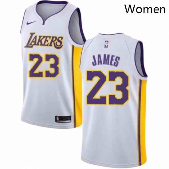 Womens Nike Los Angeles Lakers 23 LeBron James Swingman White NBA Jersey Association Edition